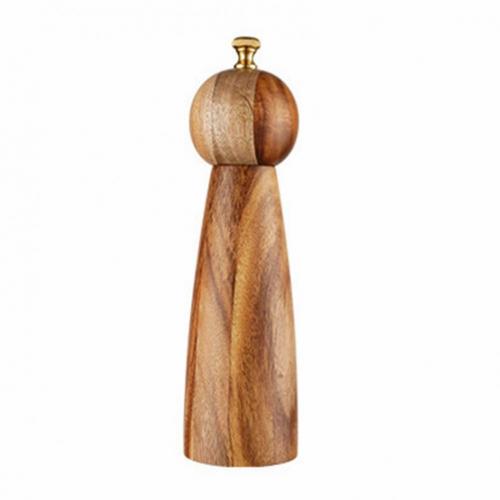 Bisetti 7.5 Inch Roma Beech Wood Pepper Mill With Adjustable Carbon Steel Grinder With Natural Finish, Made in Italy