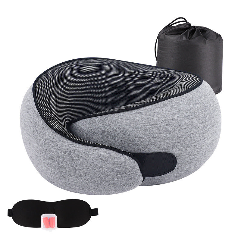 Memory Foam Travel Neck Pillow and Eye Mask Set