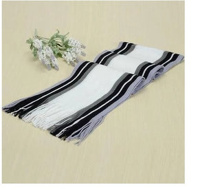 Solid Color Cotton Scarf with Stripes