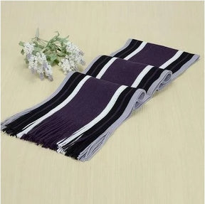 Solid Color Cotton Scarf with Stripes