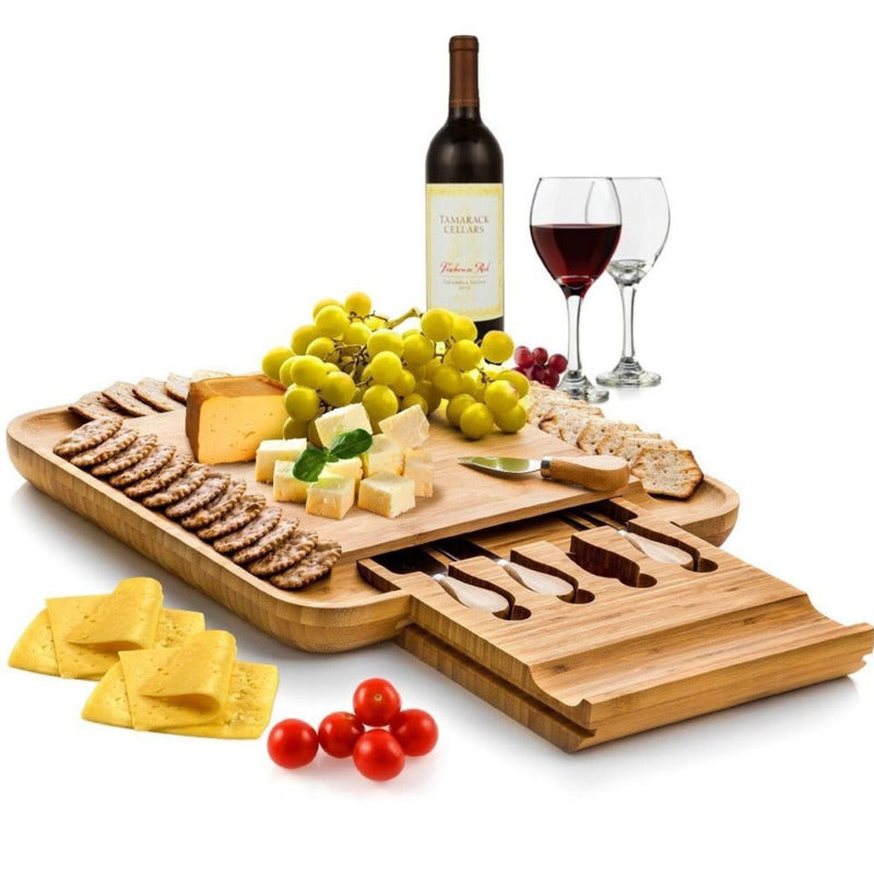 Utoplike Bamboo Cheese Board, with Knife Set