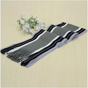 Solid Color Cotton Scarf with Stripes