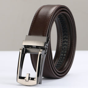 Casual Two-Layer Cowhide Belt with Automatic Alloy Buckle