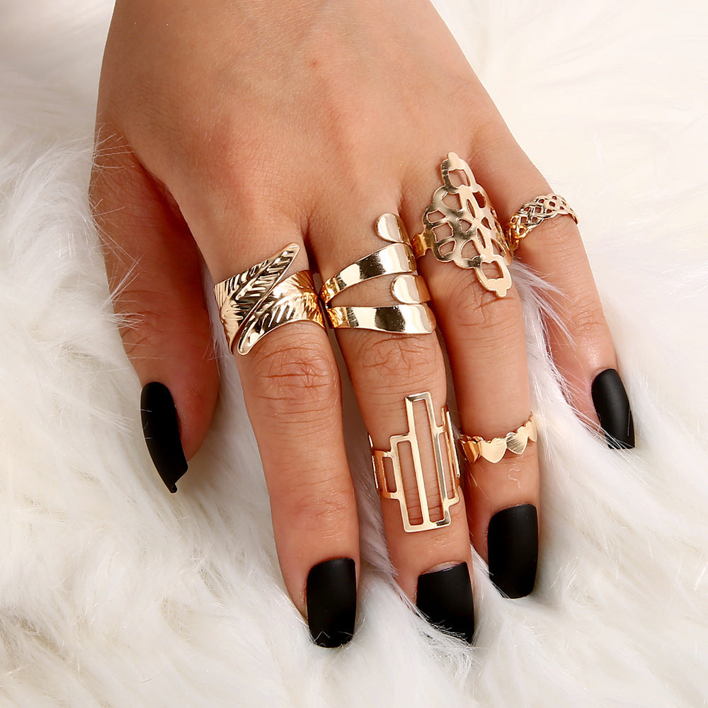 Geometric Alloy Ring Set