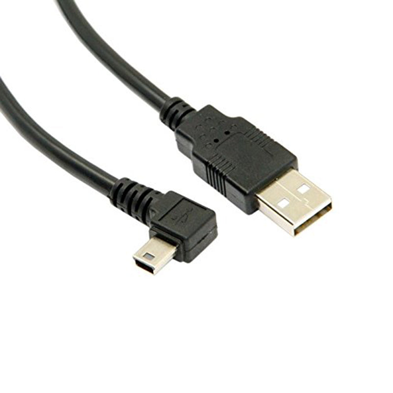 Cablecc Mini USB B tipo 5 pinos macho em ângulo esquerdo de 90 graus para cabo de dados USB 2.0 macho com ferrite 3,0 m