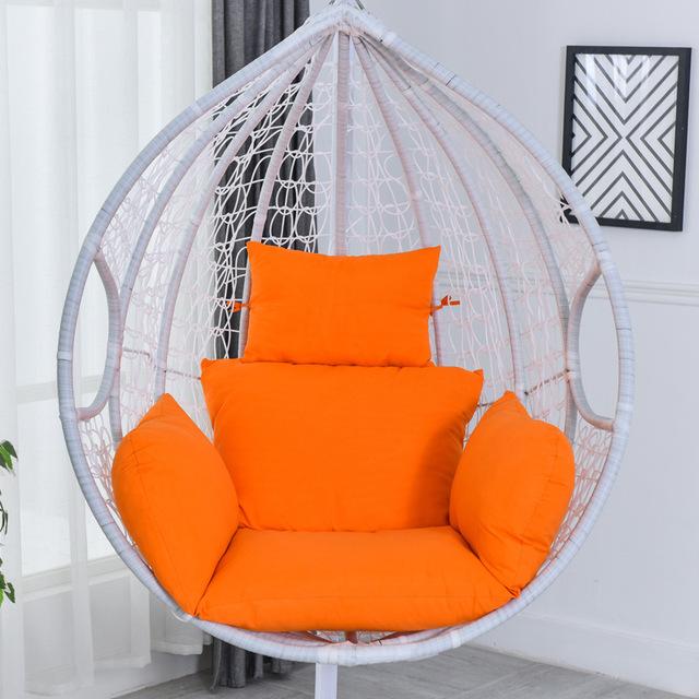 Soft hanging egg chair cushions.