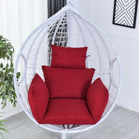 Soft hanging egg chair cushions.