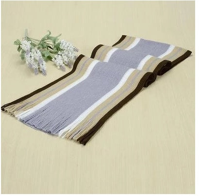 Solid Color Cotton Scarf with Stripes