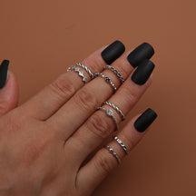 Geometric Alloy Ring Set