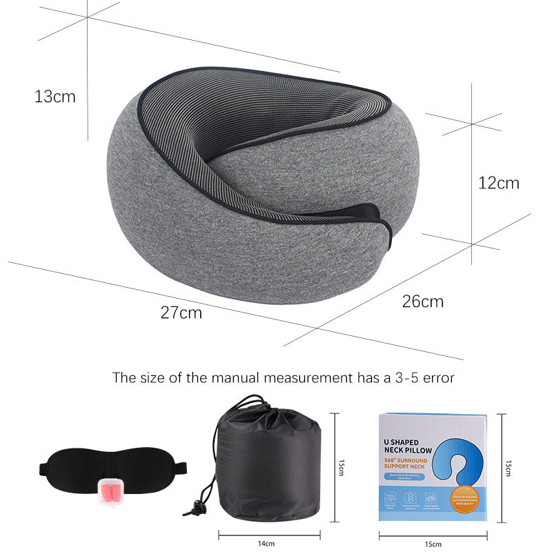 Memory Foam Travel Neck Pillow and Eye Mask Set