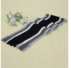 Solid Color Cotton Scarf with Stripes