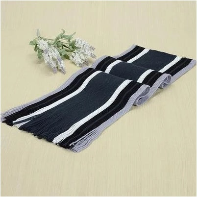 Solid Color Cotton Scarf with Stripes