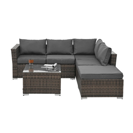 4 Piece Patio Furniture Set - PE Rattan Wicker Conversation Sets, Sofa Set for You and Your Family