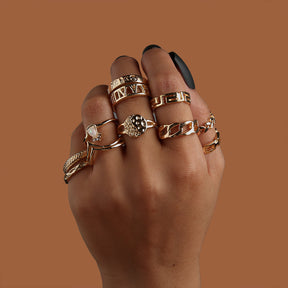 Geometric Alloy Ring Set