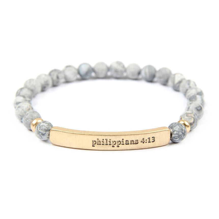 "Philippians 4:13" Natural Stone Stretch Bracelet