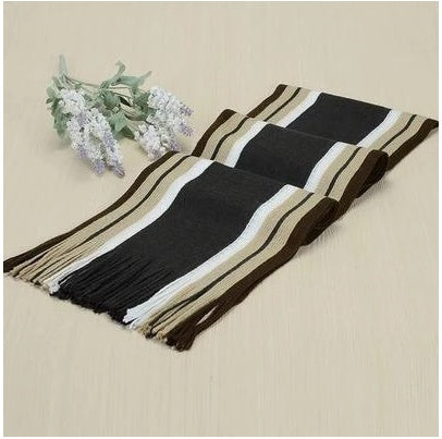 Solid Color Cotton Scarf with Stripes