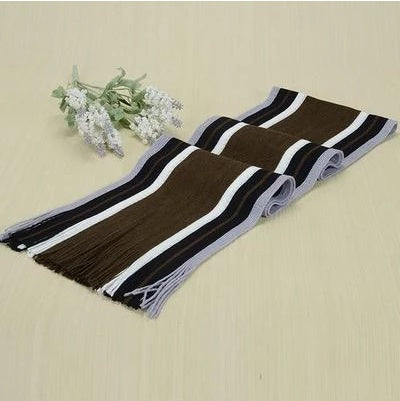 Solid Color Cotton Scarf with Stripes