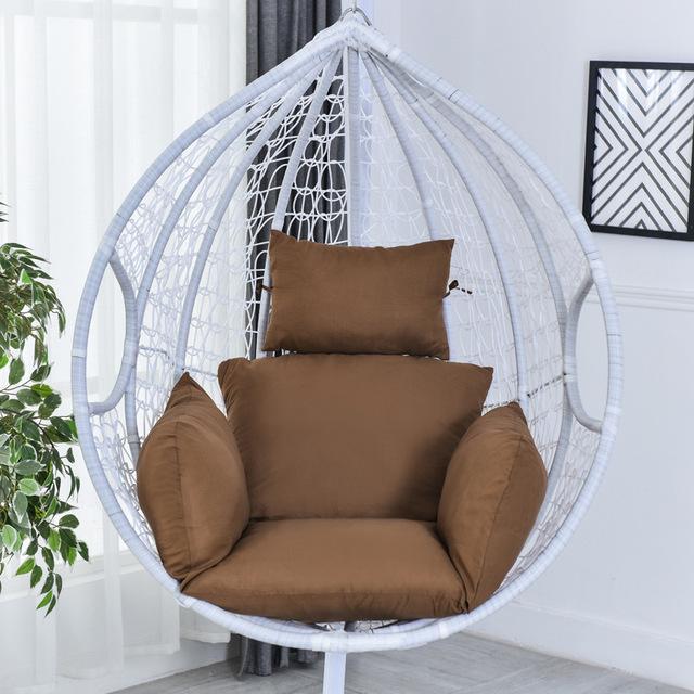 Soft hanging egg chair cushions.