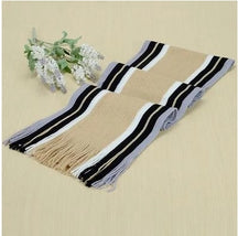 Solid Color Cotton Scarf with Stripes