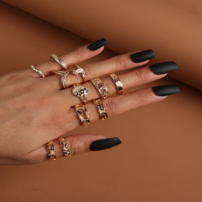 Geometric Alloy Ring Set