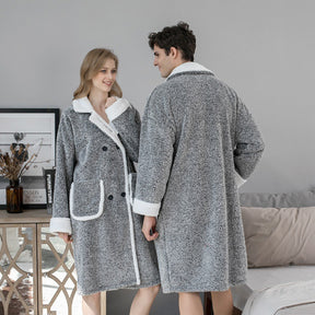 Plush Thickened Men's And Women's Bathrobes And Pajamas Can Be Worn Outside