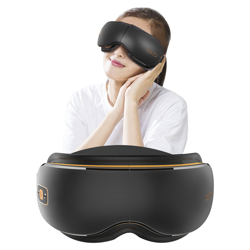 Eye massager with heat, for migraine relief, reduces dark circles, eye fatigue and improves sleep.