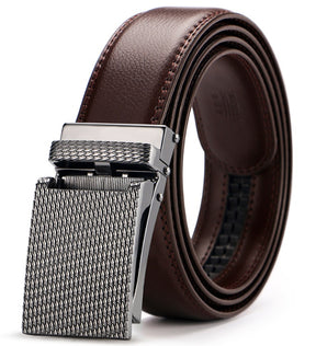 Casual Two-Layer Cowhide Belt with Automatic Alloy Buckle