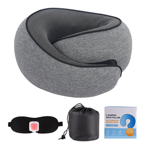 Memory Foam Travel Neck Pillow and Eye Mask Set