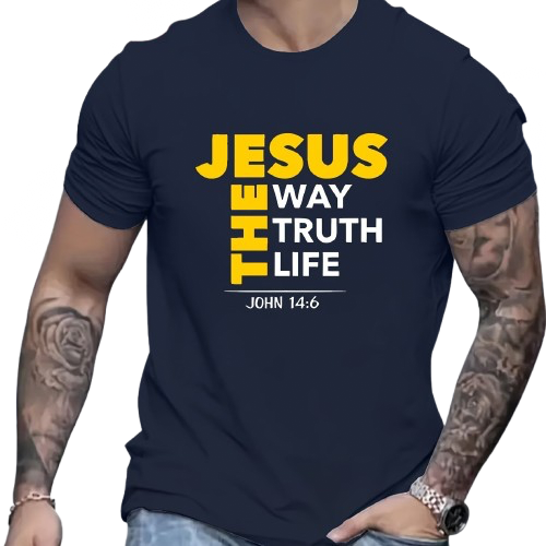 Jesus Print T-shirt, Men's T-shirt, Summer Casual Short Sleeved T-shirt