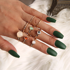 Geometric Alloy Ring Set