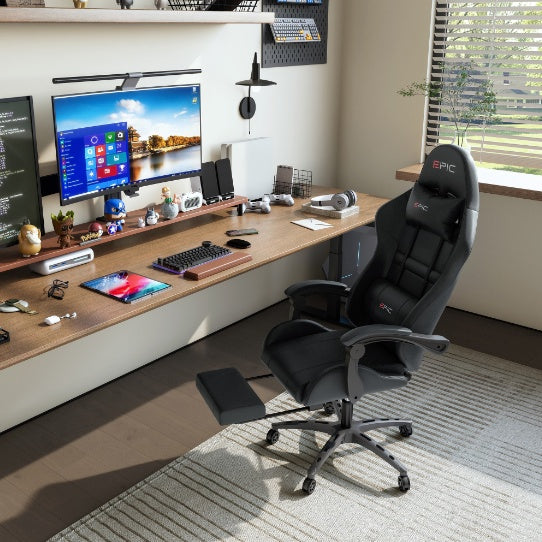 4supply Ergonomic Gaming Chair In Breathable PU Leather With High-density Foam Cushions