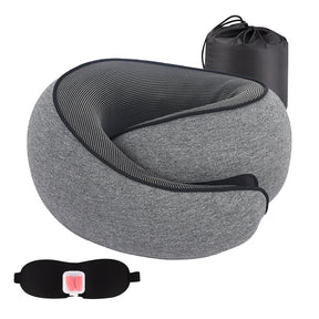 Memory Foam Travel Neck Pillow and Eye Mask Set