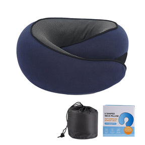 Memory Foam Travel Neck Pillow and Eye Mask Set