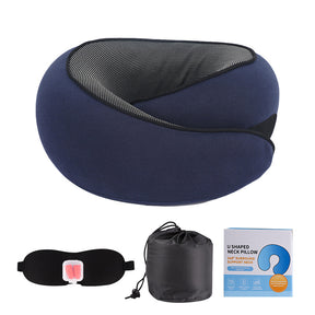 Memory Foam Travel Neck Pillow and Eye Mask Set