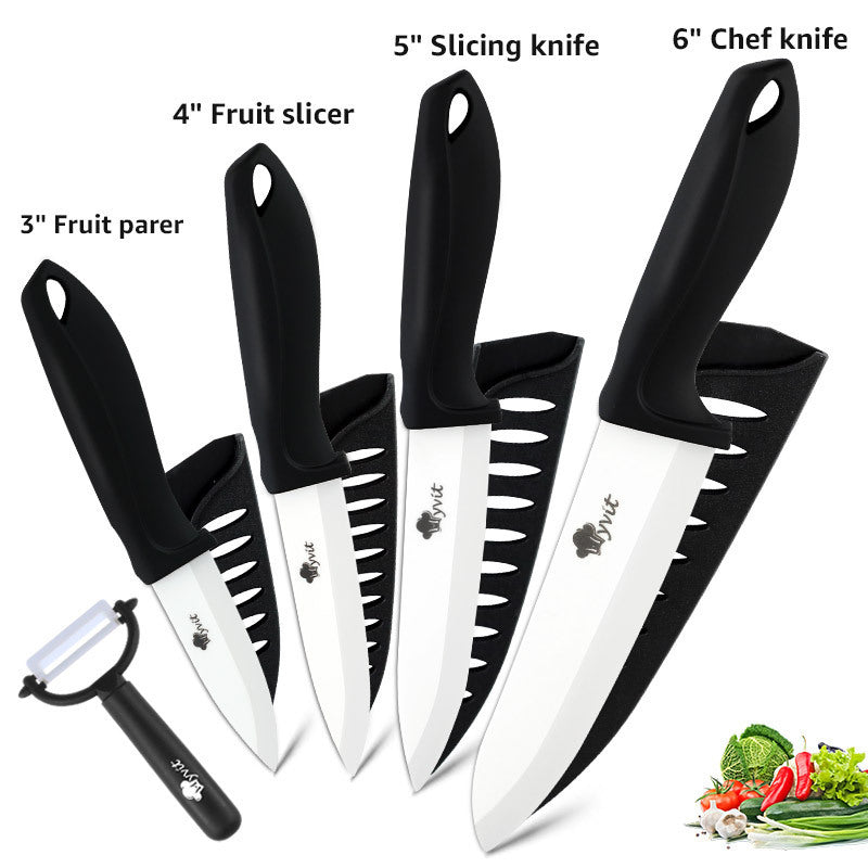 5-Piece Set of White-Bladed Zirconia Ceramic Knives