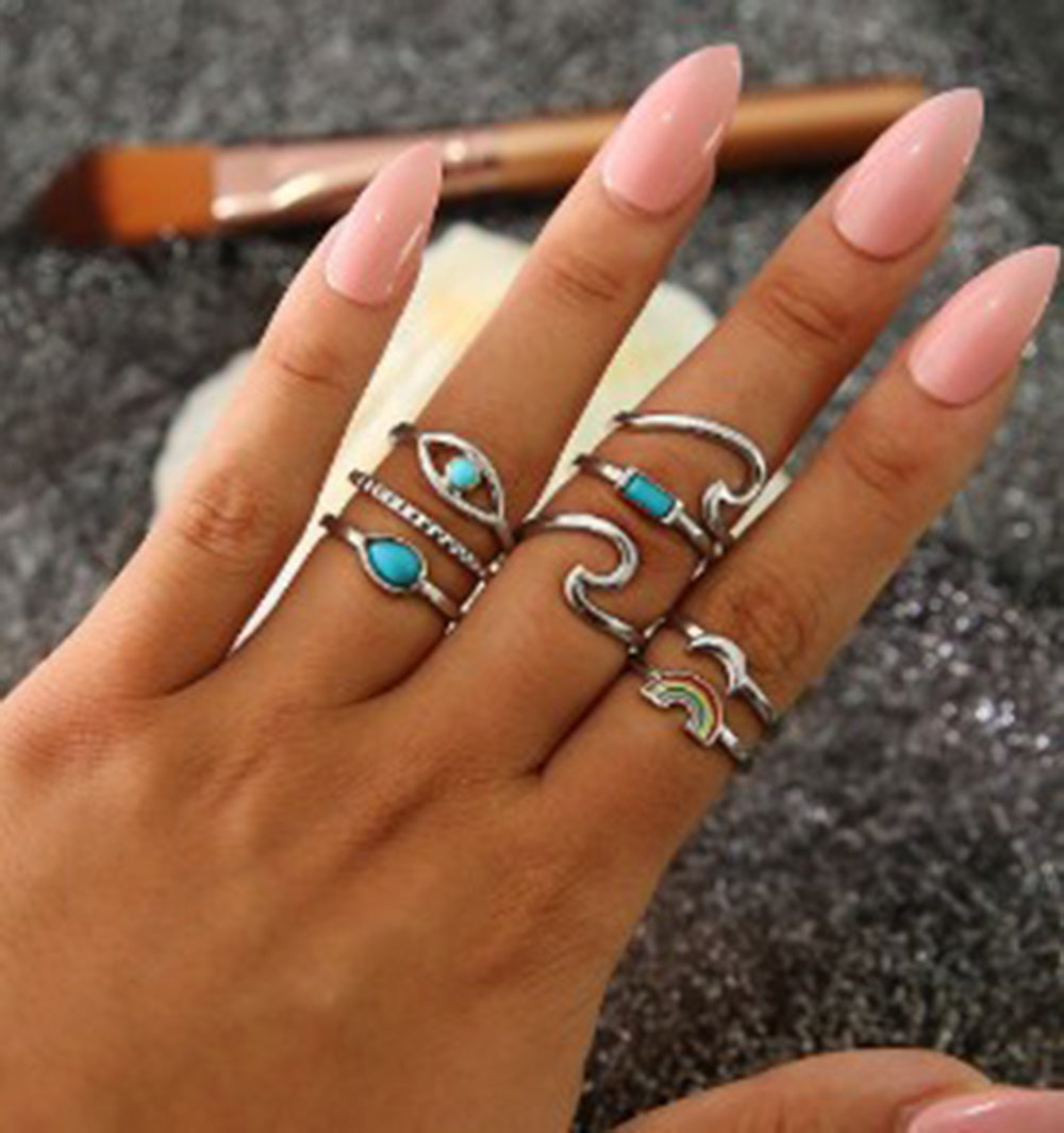 Geometric Alloy Ring Set