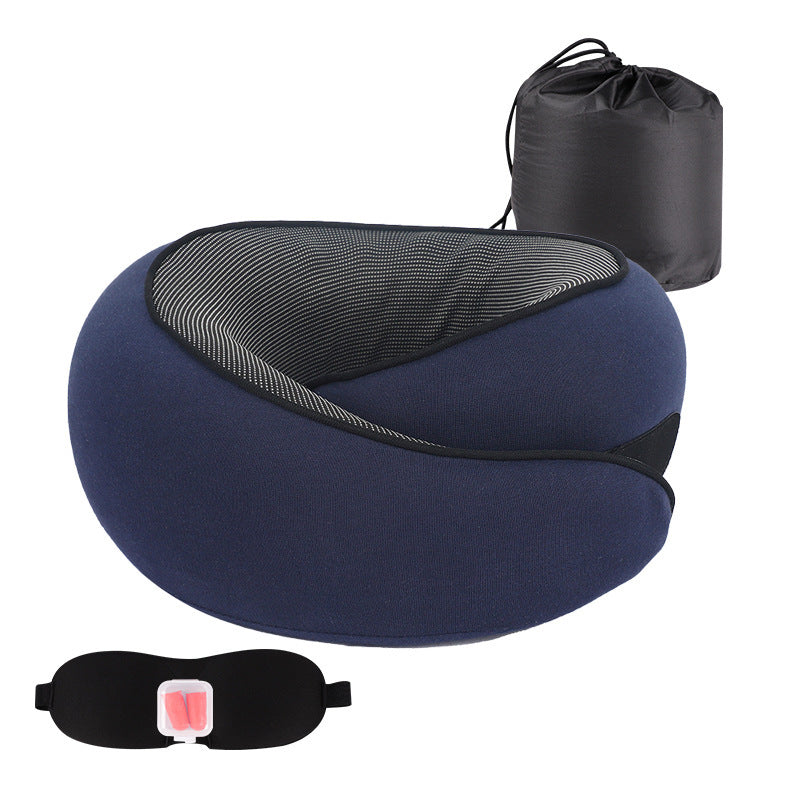 Memory Foam Travel Neck Pillow and Eye Mask Set