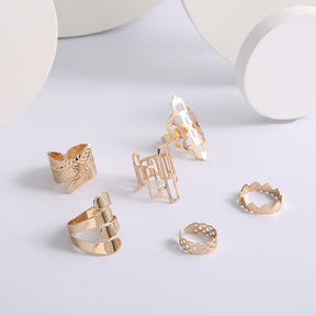 Geometric Alloy Ring Set