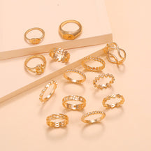 Geometric Alloy Ring Set