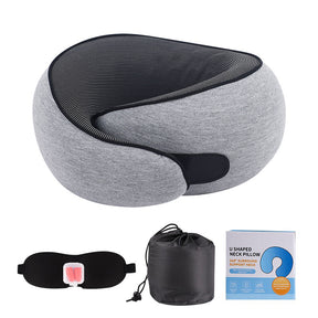 Memory Foam Travel Neck Pillow and Eye Mask Set